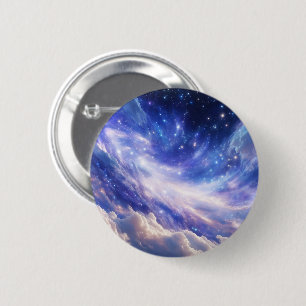 Chapa Redonda De 5 Cm Paisaje Cósmico: Nebulosa giratoria y noche estrel