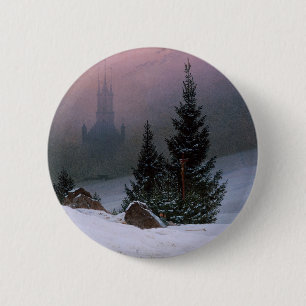 Chapa Redonda De 5 Cm Paisaje invernal (por Caspar David Friedrich)