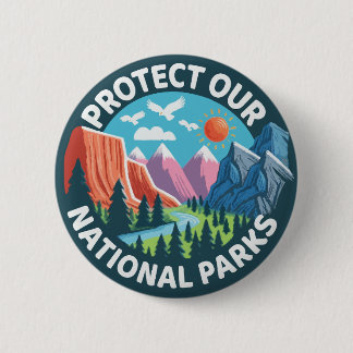 Chapa Redonda De 5 Cm Paisaje Protege nuestros parques nacionales