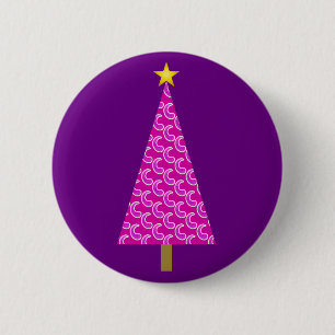 Chapa Redonda De 5 Cm Paisaje púrpura árbol de Navidad moderno