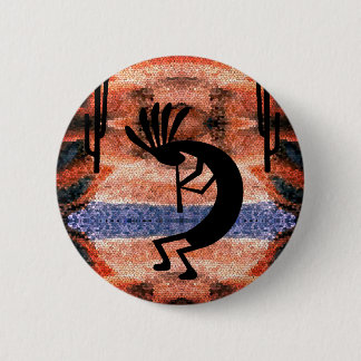 Chapa Redonda De 5 Cm Paisaje solar del desierto húmedo de Kokopelli