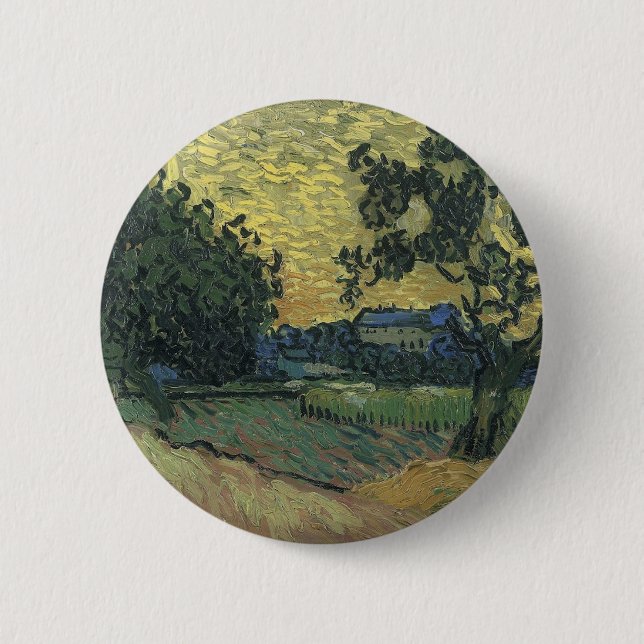 Chapa Redonda De 5 Cm Paisaje Van Gogh en Twilight (Anverso)