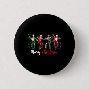 Chapa Redonda De 5 Cm Paja divertida danza de Trump Santa Claus Feliz Na