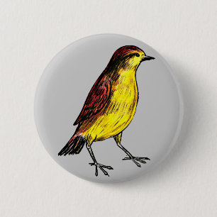 Chapa Redonda De 5 Cm Pájaro amarillo