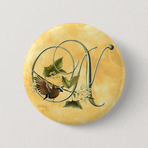 Chapa Redonda De 5 Cm Pájaro cantante N inicial