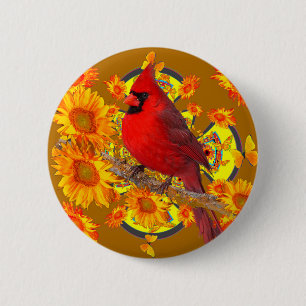 Chapa Redonda De 5 Cm pájaro cardinal rojo