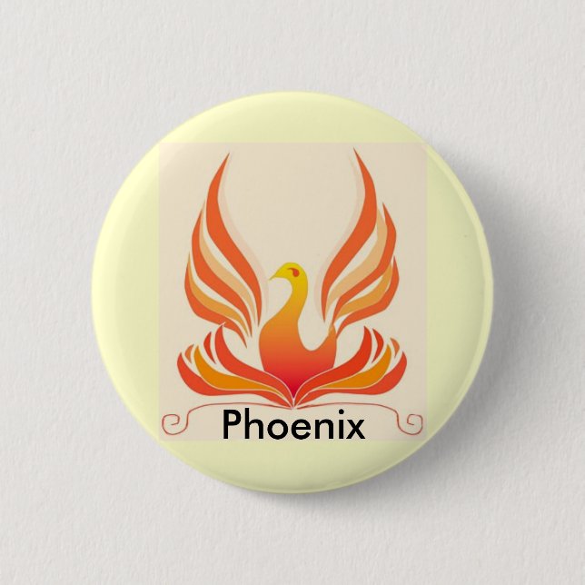 Chapa Redonda De 5 Cm Pájaro de Phoenix (Anverso)
