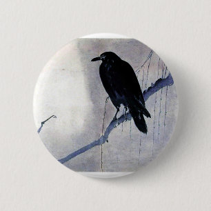 Chapa Redonda De 5 Cm Pájaro negro del cuervo