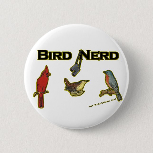 Chapa Redonda De 5 Cm Pájaro Nerd (Anverso)