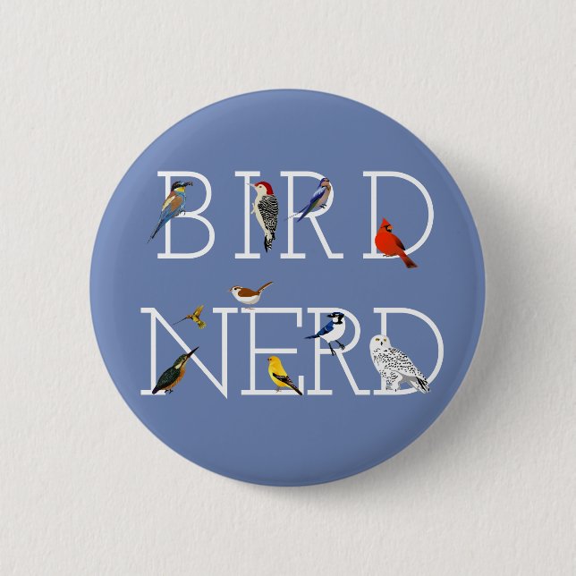 Chapa Redonda De 5 Cm Pájaro nerd dos (Anverso)