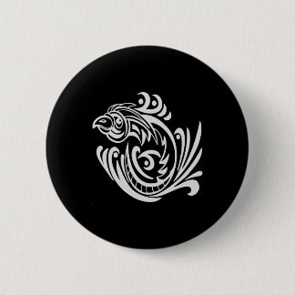 Chapa Redonda De 5 Cm Pájaro tribal del tatuaje negro