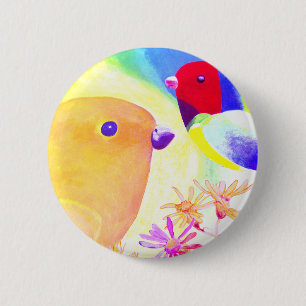 Chapa Redonda De 5 Cm Pájaros Brillantes de Tie-Dye