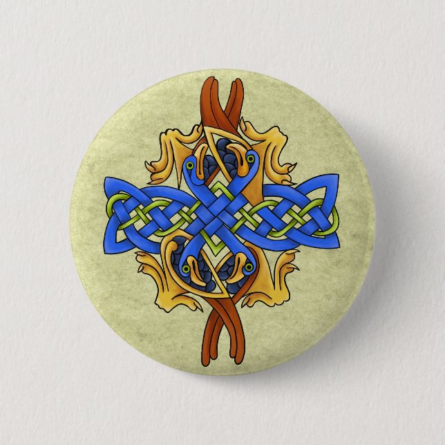 Chapa Redonda De 5 Cm Pájaros célticos (Anverso)