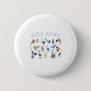 Chapa Redonda De 5 Cm Pájaros Mirando Nerd Birdwatching Aves Amante De L