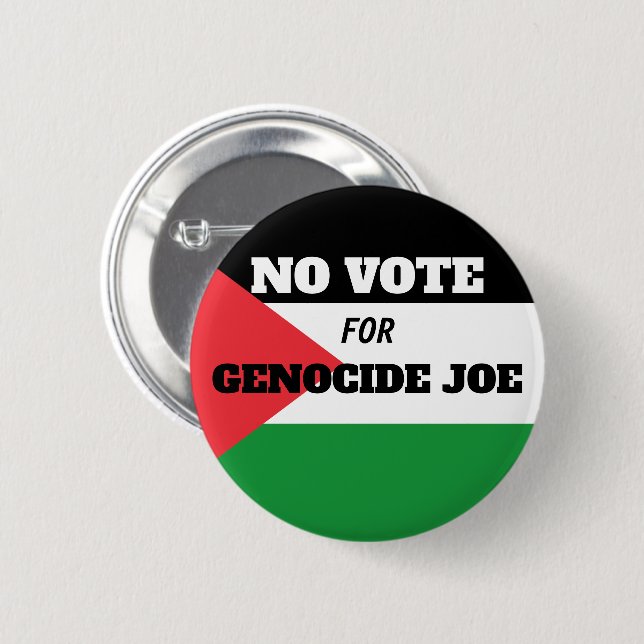 Chapa Redonda De 5 Cm PALESTINA LIBRE - Sin voto por el genocidio Joe -  (Anverso y reverso)