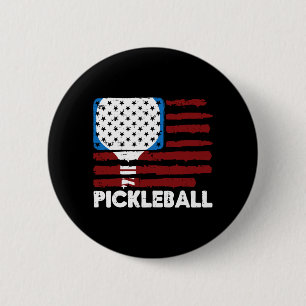 Chapa Redonda De 5 Cm Paleta de Pickleball Bandera Patriota de Pickle Ba