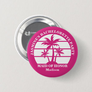 Chapa Redonda De 5 Cm Palmera de color rosa caliente para fiesta de solt