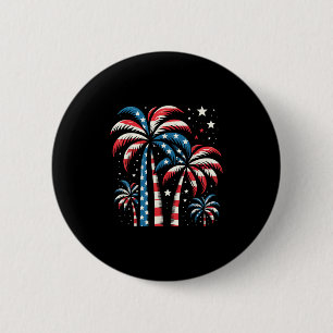 Chapa Redonda De 5 Cm Palmeras Patrióticas Americanas Verano Bandera De
