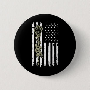 Chapa Redonda De 5 Cm Palo Lacrosse Y Serpiente Enfadada Bandera Estadou
