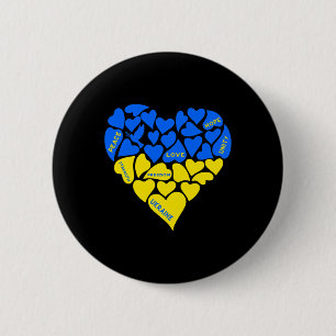 Chapa Redonda De 5 Cm Paloma de la Paz Corazón Amarillo Azul Ucrania Esp