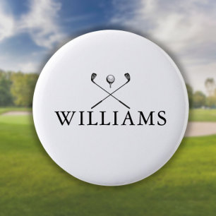 Chapa Redonda De 5 Cm Palos de Golf Personalizados Clásicos con Nombre