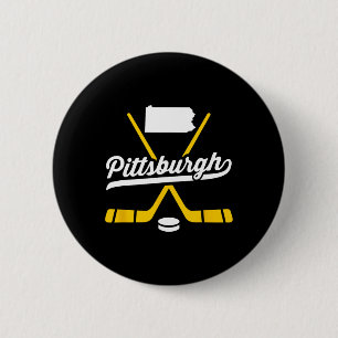 Chapa Redonda De 5 Cm Palos de hockey sobre hielo vintage de Pittsburgh