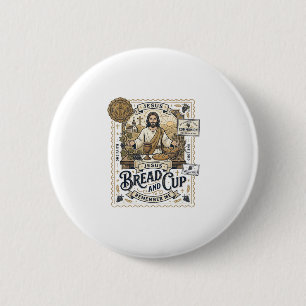 Chapa Redonda De 5 Cm Pan Y Copa Jesús Comunión Fe Cristiana Vint