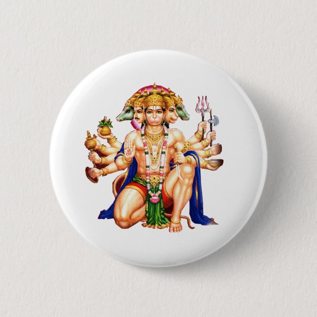 Chapa Redonda De 5 Cm Panchmukhi Hanuman ji (Anverso)