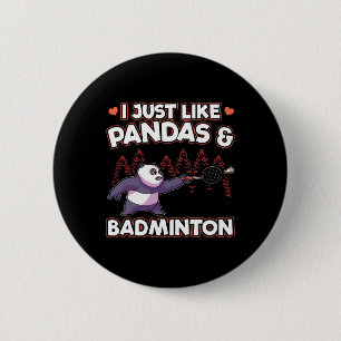 Chapa Redonda De 5 Cm Panda Badminton I Just Love Pandas