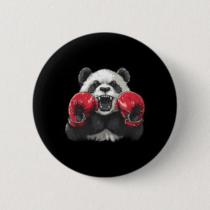 Chapa Redonda De 5 Cm Panda Boxeador Con Guantes De Boxeo Kickboxing Div