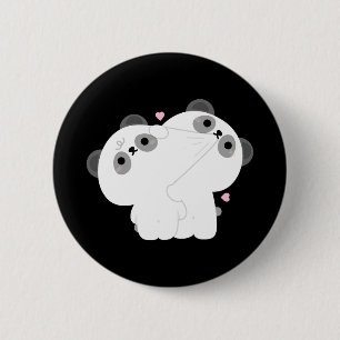 Chapa Redonda De 5 Cm Panda Couple