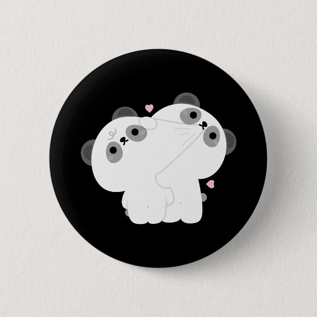 Chapa Redonda De 5 Cm Panda Couple (Anverso)