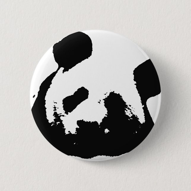 Chapa Redonda De 5 Cm Panda de arte pop blanco negro (Anverso)