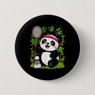 Chapa Redonda De 5 Cm Panda de Badminton agotado - Funny Cuttle Shuttle