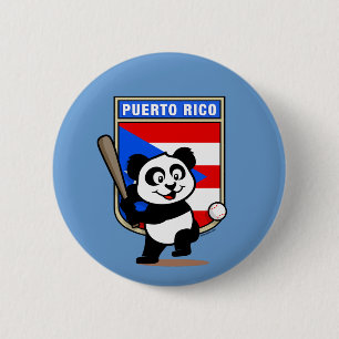 Chapa Redonda De 5 Cm Panda de béisbol de Puerto Rico