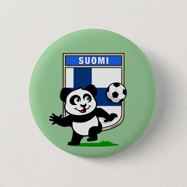 Chapa Redonda De 5 Cm Panda de fútbol de Finlandia (Anverso)
