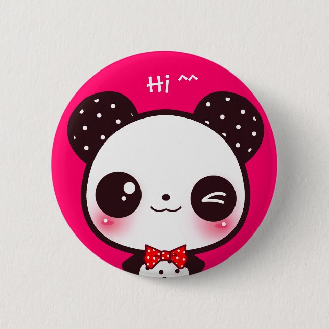 Chapa Redonda De 5 Cm Panda de Kawaii (Anverso)