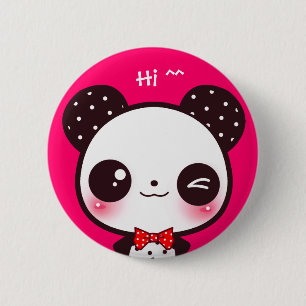 Chapa Redonda De 5 Cm Panda de Kawaii