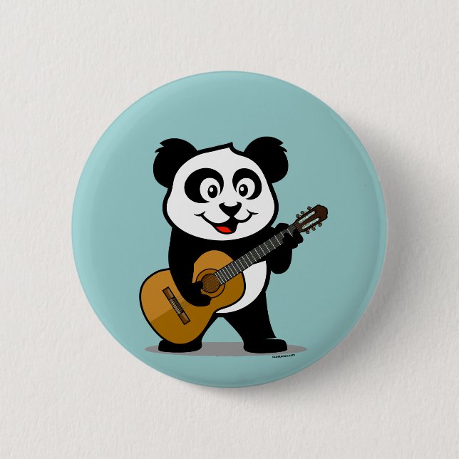 Chapa Redonda De 5 Cm Panda de la guitarra (Anverso)
