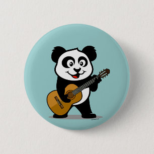 Chapa Redonda De 5 Cm Panda de la guitarra