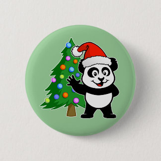 Chapa Redonda De 5 Cm Panda de Papá Noel
