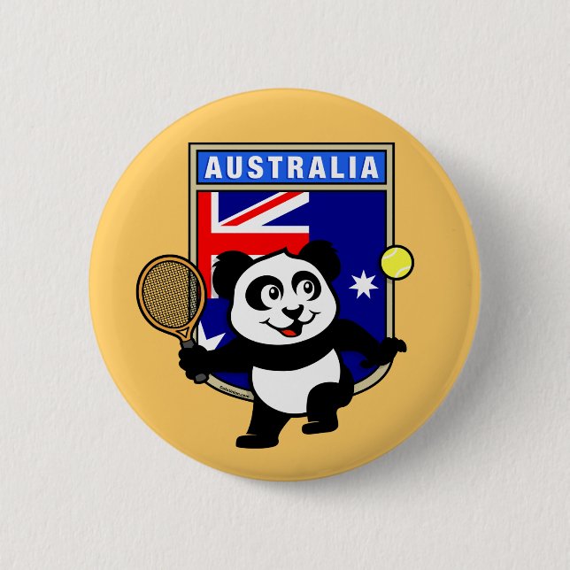 Chapa Redonda De 5 Cm Panda de tenis de Australia (Anverso)