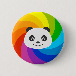 Chapa Redonda De 5 Cm Panda del arco iris