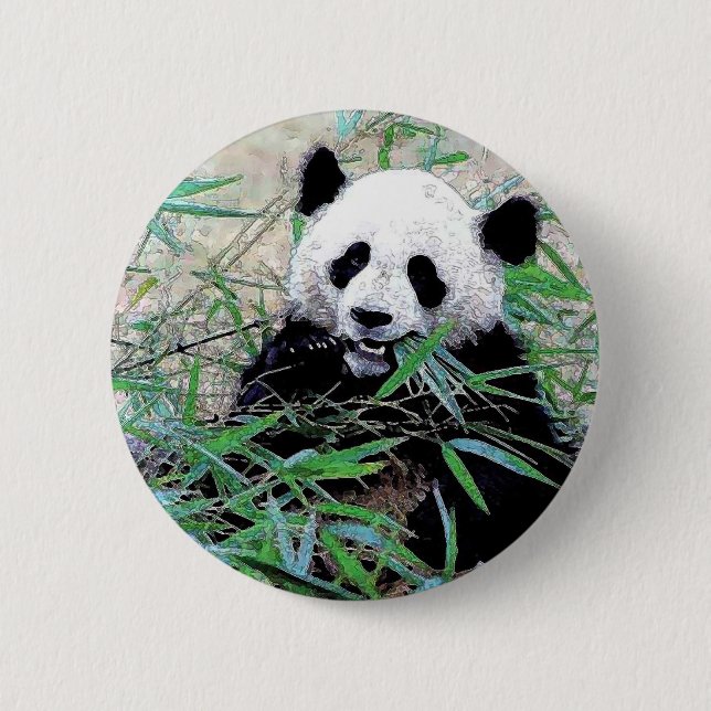 Chapa Redonda De 5 Cm Panda Eating Leaves (Anverso)