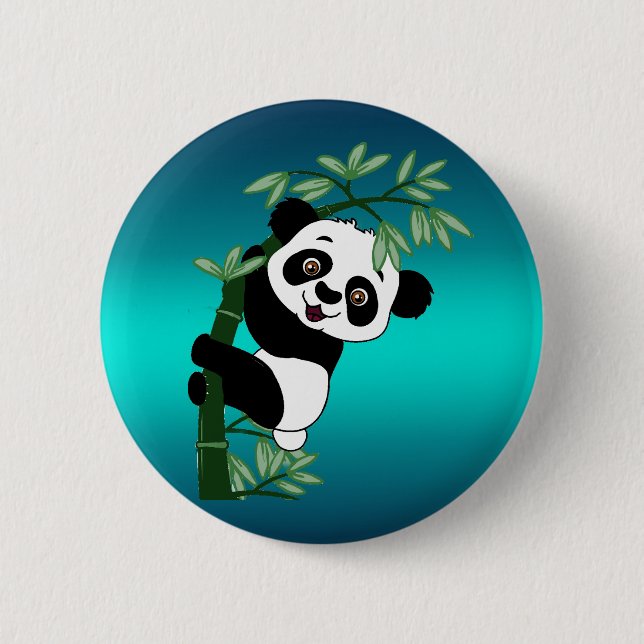 Chapa Redonda De 5 Cm Panda en bambú (Anverso)