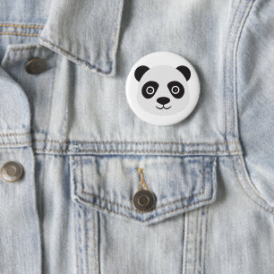 Chapa Redonda De 5 Cm Panda Face Oso Blanco y Negro