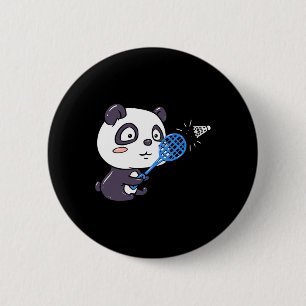 Chapa Redonda De 5 Cm Panda Jugando Badminton Dándose Sudoroso I Panda B