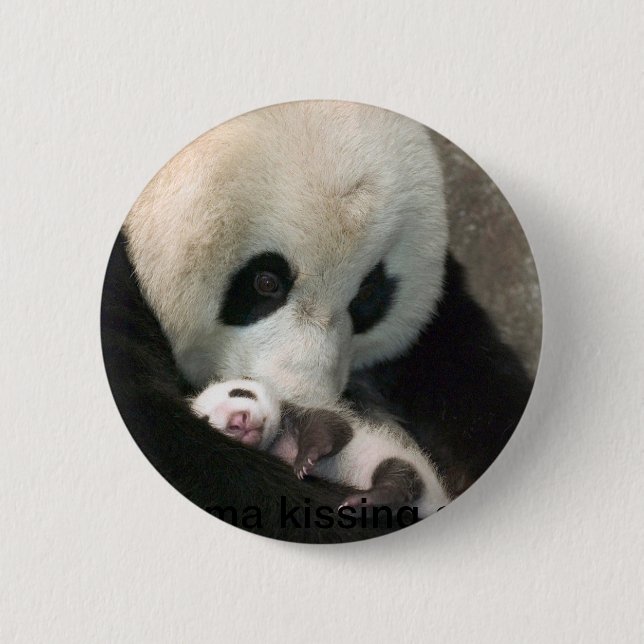 Chapa Redonda De 5 Cm Panda kissing cub (Anverso)