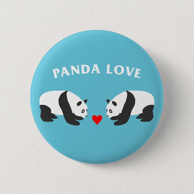Chapa Redonda De 5 Cm Panda Love (Azul) (Anverso)