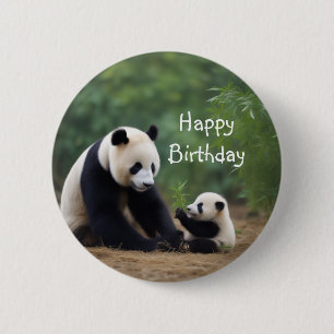 Chapa Redonda De 5 Cm Panda Mama and Baby Button